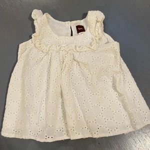 Tea Collection White Top Baby Girl size 6-12 Months